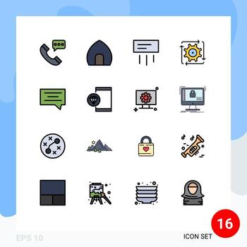 16 iconos creativos signos y símbolos modernos de automatización de flujo flujo de trabajo de construcción histórica elementos de diseño de vectores creativos editables más frescos