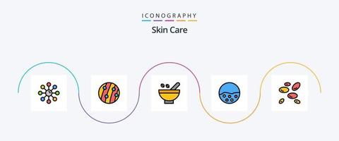 Skin Line Filled Flat 5 Icon Pack Including skin. plants. scalp disease. organic. medicinal herbs vector