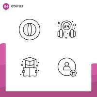 Editable Vector Line Pack of 4 Simple Filledline Flat Colors of business book marketing operator education Editable Vector Design Elements
