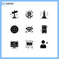 9 Creative Icons Modern Signs and Symbols of wifi plus laboratory more science lab Editable Vector Design Elements