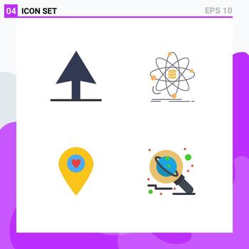 Stock Vector Icon Pack of 4 Line Signs and Symbols for cursor pointer information heart planet Editable Vector Design Elements