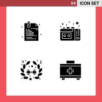 grupo de símbolos de iconos universales de glifos sólidos modernos de archivos adjuntos elementos de diseño vectorial editables de la bolsa vhs de la oficina de navidad vector