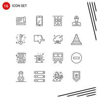 16 Universal Outline Signs Symbols of key work samsung worker construction Editable Vector Design Elements