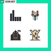 Pack of 4 Modern Filledline Flat Colors Signs and Symbols for Web Print Media such as connection business arrow upload entomology Editable Vector Design Elements