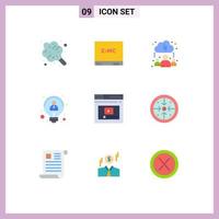 conjunto de 9 iconos modernos de la interfaz de usuario signos de símbolos para la página del sitio web aprendizaje de la idea de Internet elementos de diseño vectorial editables vector