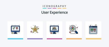 la línea de experiencia del usuario llenó el paquete de 5 iconos, incluida la estrella. forma. seguridad. diseño. web. diseño de iconos creativos vector