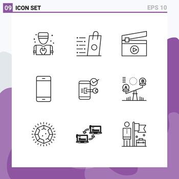 9 User Interface Outline Pack of modern Signs and Symbols of key hardware shopping gadget computers Editable Vector Design Elements