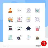 Pack of 16 Modern Flat Colors Signs and Symbols for Web Print Media such as file data man cloud link Editable Pack of Creative Vector Design Elements