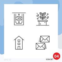 Pictogram Set of 4 Simple Filledline Flat Colors of atm shop front herb spa store Editable Vector Design Elements