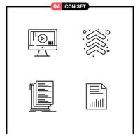 Modern Set of 4 Filledline Flat Colors Pictograph of computer coding music up files Editable Vector Design Elements