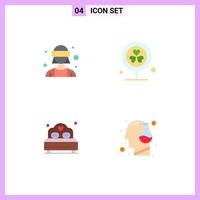 4 paquete de iconos planos de interfaz de usuario de signos y símbolos modernos de avatar love vr gafas pin boda elementos de diseño vectorial editables vector