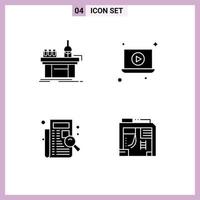 Universal Icon Symbols Group of Modern Solid Glyphs of biology filing laboratory play listing Editable Vector Design Elements