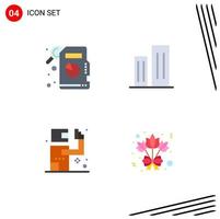 conjunto de 4 paquetes de iconos planos comerciales para estadísticas descriptivas matar edificios rascacielos ramo elementos de diseño vectorial editables vector