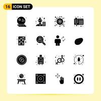 16 User Interface Solid Glyph Pack of modern Signs and Symbols of telephone communication business analyst payments finance Editable Vector Design Elements