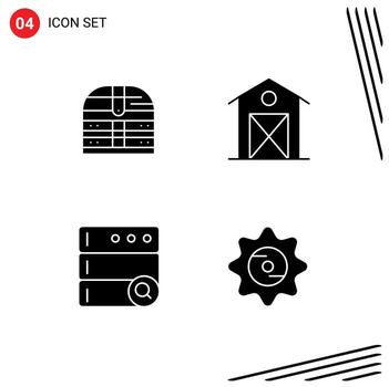 4 glifos sólidos vectoriales temáticos y símbolos editables de elementos de diseño vectorial editables del servidor de la granja de seguridad de la base de datos de la caja vector