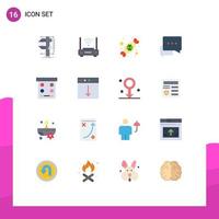 Pack of 16 Modern Flat Colors Signs and Symbols for Web Print Media such as bubble conversation internet chat day Editable Pack of Creative Vector Design Elements