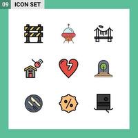 Modern Set of 9 Filledline Flat Colors and symbols such as search construction rocket city river Editable Vector Design Elements