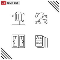 Line Pack of 4 Universal Symbols of cream furniture closing closing test house Editable Vector Design Elements