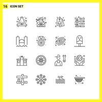 Outline Pack of 16 Universal Symbols of harbor bridge egg team skills development Editable Vector Design Elements