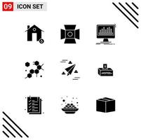 Stock Vector Icon Pack of 9 Line Signs and Symbols for web molecule studio cell data Editable Vector Design Elements