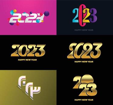 Big Set of 2023 Happy New Year logo text design 2023 number design template vector