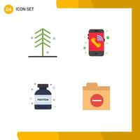 Universal Icon Symbols Group of 4 Modern Flat Icons of forest bottle tree phone negative Editable Vector Design Elements