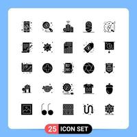 Set of 25 Commercial Solid Glyphs pack for art love building gender human Editable Vector Design Elements