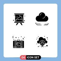 Thematic Vector Solid Glyphs and Editable Symbols of academy briefcase study cloud romance Editable Vector Design Elements