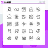 25 User Interface Line Pack of modern Signs and Symbols of investment economy vehicles business font Editable Vector Design Elements