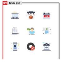 Stock Vector Icon Pack of 9 Line Signs and Symbols for consultation assistance date faq intelligence Editable Vector Design Elements