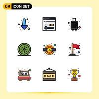 conjunto de 9 iconos de interfaz de usuario modernos signos de símbolos para caja de cambios de impuestos verduras alimentos elementos de diseño de vectores editables