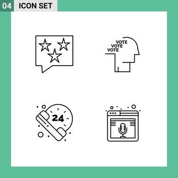 4 Line concept for Websites Mobile and Apps bubble speech rate election call Editable Vector Design Elements