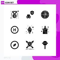 9 Solid Glyph concept for Websites Mobile and Apps party cream radar craving hospital Editable Vector Design Elements