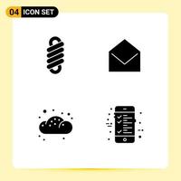 Pictogram Set of 4 Simple Solid Glyphs of double bun business open bill Editable Vector Design Elements