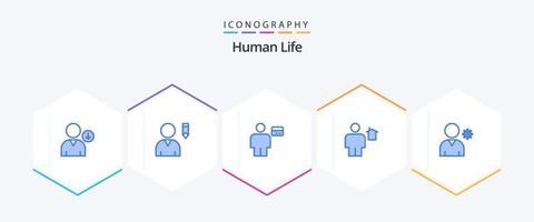 Human 25 Blue icon pack including profile. human. card. house. body vector