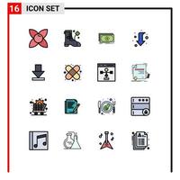 Universal Icon Symbols Group of 16 Modern Flat Color Filled Lines of download arrow fund left down Editable Creative Vector Design Elements