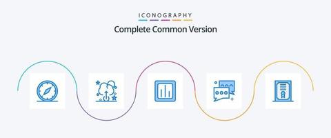 paquete completo de íconos blue 5 de versión común que incluye certificado. mensaje. gráfico. comunicación. burbuja vector