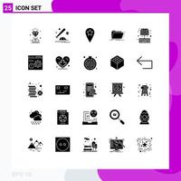 User Interface Pack of 25 Basic Solid Glyphs of online files sport directory archive Editable Vector Design Elements