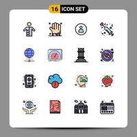 Universal Icon Symbols Group of 16 Modern Flat Color Filled Lines of medicine injection scary heart ui Editable Creative Vector Design Elements
