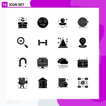 Mobile Interface Solid Glyph Set of 16 Pictograms of product delivery nipple box set Editable Vector Design Elements