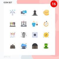 16 Universal Flat Colors Set for Web and Mobile Applications tube medical chess lab coins Editable Pack of Creative Vector Design Elements