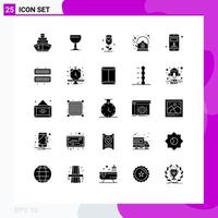 Pictogram Set of 25 Simple Solid Glyphs of server pot flower kettle coffee Editable Vector Design Elements