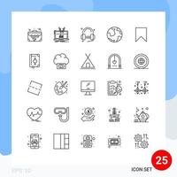 Universal Icon Symbols Group of 25 Modern Lines of geography globe platform earth music Editable Vector Design Elements