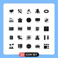 Modern Set of 25 Solid Glyphs and symbols such as dresser bedroom hours beauty security Editable Vector Design Elements