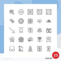 User Interface Pack of 25 Basic Lines of bundle search symbols page browser Editable Vector Design Elements