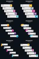 plantilla de diapositiva de presentación del paquete de infografías vectoriales 6 diagramas de ciclo de 5 pasos y líneas de tiempo vector