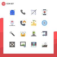 Pictogram Set of 16 Simple Flat Colors of call meter graphic machine home wifi Editable Pack of Creative Vector Design Elements