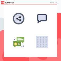 4 Universal Flat Icon Signs Symbols of share communication comment chat haze Editable Vector Design Elements