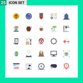 25 colores planos universales establecidos para aplicaciones web y móviles hat route badge road tag elementos de diseño vectorial editables vector