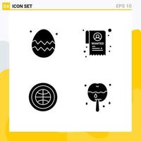 Universal Icon Symbols Group of 4 Modern Solid Glyphs of easter egg internet thanksgiving day wanted web Editable Vector Design Elements
